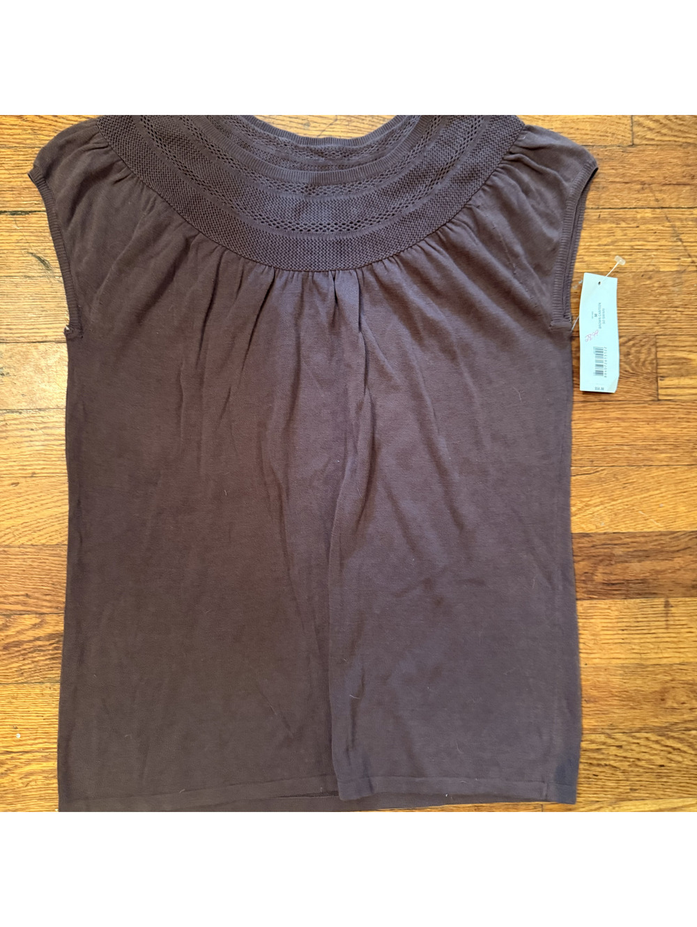 Madison Studio Brown Knit Cotton Top Medium